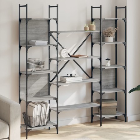 Libreria Grigio Sonoma 155,5x24x166,5 cm in Legno Multistrato