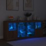 Credenza con Luci LED Rovere Marrone 163x37x67 cm