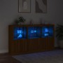 Credenza con Luci LED Rovere Marrone 181,5x37x100 cm