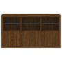 Credenza con Luci LED Rovere Marrone 181,5x37x100 cm