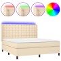 Letto a Molle con Materasso e LED Crema 180x200 cm in Tessuto