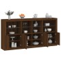 Credenza con Luci LED Rovere Marrone 202x37x100 cm