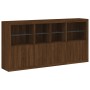 Credenza con Luci LED Rovere Marrone 202x37x100 cm