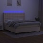 Letto a Molle con Materasso e LED Crema 180x200 cm in Tessuto