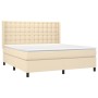 Letto a Molle con Materasso e LED Crema 180x200 cm in Tessuto