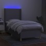 Letto a Molle Materasso e LED Grigio Chiaro 100x200 cm Tessuto