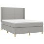 Letto a Molle Materasso e LED Grigio Chiaro 140x190 cm Tessuto