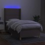 Letto a Molle con Materasso e LED Tortora 90x190 cm in Tessuto