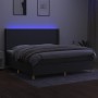 Letto a Molle Materasso e LED Grigio Scuro 200x200cm in Tessuto