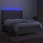 Letto a Molle Materasso e LED Grigio Chiaro 140x190 cm Tessuto