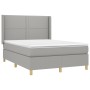 Letto a Molle Materasso e LED Grigio Chiaro 140x190 cm Tessuto