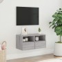 Mobile TV a Parete Grigio Sonoma 60x30x30 cm Legno Multistrato