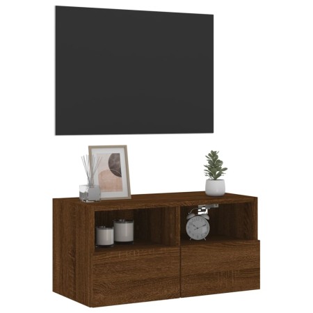 Mobile TV a Parete Rovere Marrone 60x30x30 cm Legno Multistrato