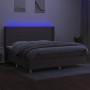 Letto a Molle Materasso e LED tortora 200x200cm in Tessuto