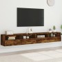 Mobili TV Parete 2pz Rovere Fumo 100x30x30 cm Legno Multistrato