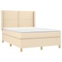 Letto a Molle con Materasso e LED Crema 140x190 cm in Tessuto