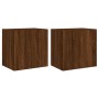 Mobili TV Muro 2pz Rovere Marrone 40,5x30x40 Legno Multistrato