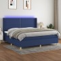 Letto a Molle Materasso e LED Blu 200x200cm in Tessuto