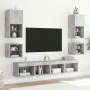 Mobili TV a Parete con Luci LED 2pz Grigio Cemento 30x28,5x30cm