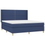 Letto a Molle con Materasso e LED Blu 180x200 cm in Tessuto