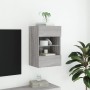 Mobile TV a Parete con Luci LED Grigio Sonoma 40x30x60,5 cm