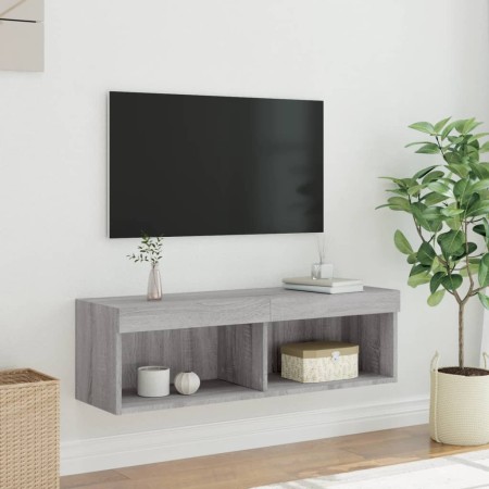 Mobile Porta TV con Luci LED Grigio Sonoma 100x30x30 cm