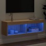 Mobile Porta TV con Luci LED Rovere Sonoma 100x30x30 cm