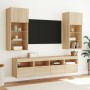 Mobile TV a Parete con Luci LED Rovere Sonoma 40x30x40 cm