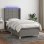 Letto a Molle Materasso e LED Grigio Scuro 90x200 cm in Tessuto