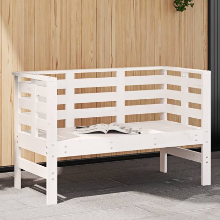 Panca da Giardino Bianca 111,5x53x71 cm Legno Massello di Pino