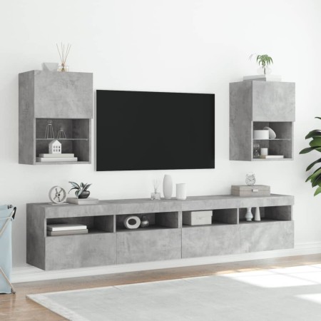 Mobili TV con Luci LED 2pz Grigio Cemento 40,5x30x60 cm