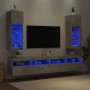 Mobili TV con Luci LED 2pz Grigio Cemento 30,5x30x90 cm