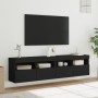 Mobili TV a Parete con Luci LED 2pz Neri 80x30x40 cm