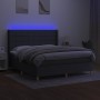 Letto a Molle Materasso e LED Grigio Scuro 160x200cm in Tessuto