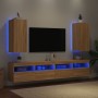 Mobili TV a Parete con Luci LED 2pz Rovere Sonoma 30,5x35x70 cm