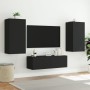 Mobile TV a Parete con Luci LED Nero 40,5x35x80 cm