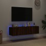 Mobili TV a Parete con Luci LED 2pz Rovere Marrone 60x35x31 cm