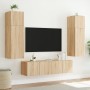 Mobile TV a Parete con Luci LED Rovere Sonoma 80x35x41 cm