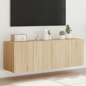 Mobili TV a Parete con Luci LED 2pz Rovere Sonoma 60x35x41 cm