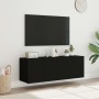 Mobili TV a Parete con Luci LED 2pz Neri 60x35x41 cm