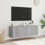 Mobili TV a Parete con Luci LED 2pz Grigio Sonoma 60x35x41 cm