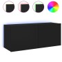 Mobile TV a Parete con Luci LED Nero 100x35x41 cm