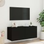 Mobile TV a Parete con Luci LED Nero 100x35x41 cm