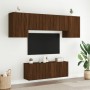 Mobili TV a Muro 6pz Rovere Marrone in Legno Multistrato