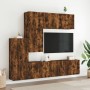 Mobili TV a Muro 5pz Rovere Fumo in Legno Multistrato