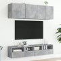 Mobili TV a Muro con LED 5pz Grigio Cemento Legno Multistrato