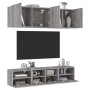 Mobili TV a Muro 5pz Grigio Sonoma in Legno Multistrato