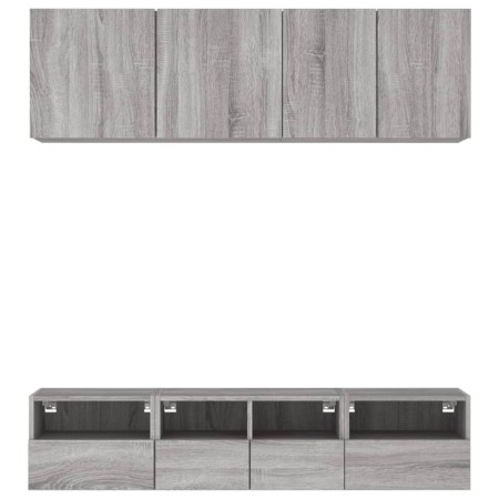 Mobili TV a Muro 5pz Grigio Sonoma in Legno Multistrato