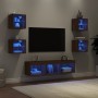 Mobili TV a Muro con LED 7pz Rovere Marrone Legno Multistrato