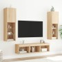 Mobili TV a Muro con LED 5pz Rovere Sonoma Legno Multistrato